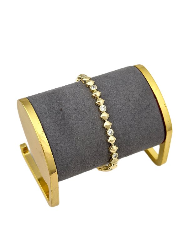 Özel Seri Daire Zirkon Taş Detay Baklava Desen Plaka Sıralı Bileklik (19 Cm)