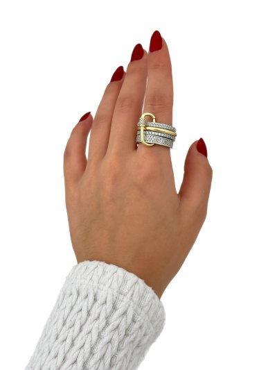 Özel Seri Boru Plaka Gümüş Zirkon Taş Detay Çoklu Marka Yüzük