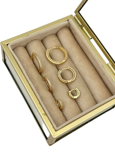 Özel Seri Zirkon Taşlı Büyüklü Küçüklü Altılı Halka Set Küpe