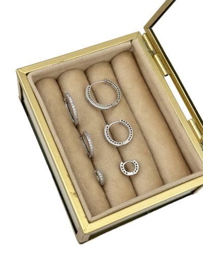 Özel Seri Zirkon Taşlı Büyüklü Küçüklü Gümüş Altılı Halka Set Küpe