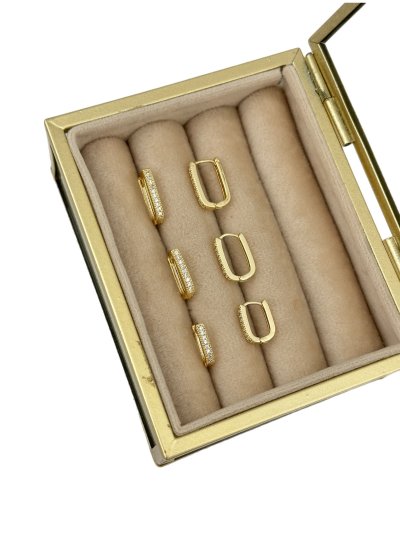 Özel Seri Oval Halka Zirkon Taşlı Büyüklü Küçüklü Altılı Halka Set Küpe