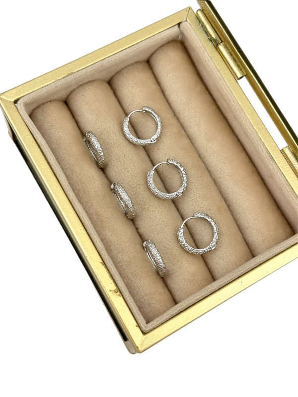 Özel Seri Simli Görünüm Model Mini Gümüş Altılı Halka Set Küpe