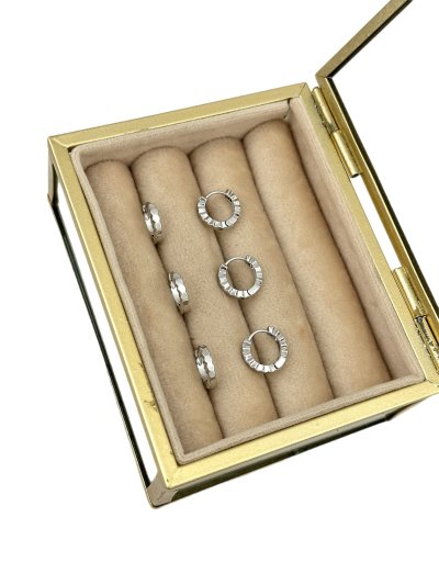 Özel Seri Petek Model Mini Gümüş Altılı Halka Set Küpe