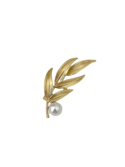 İnci Detay Yaprak Figür Broş