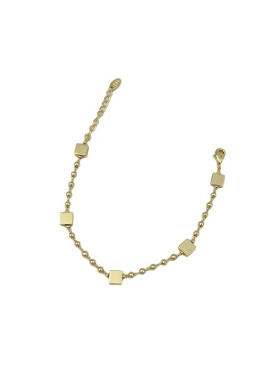 Özel Seri Kare Plaka ve Topçuk Sıralı Bileklik ( 20 Cm )