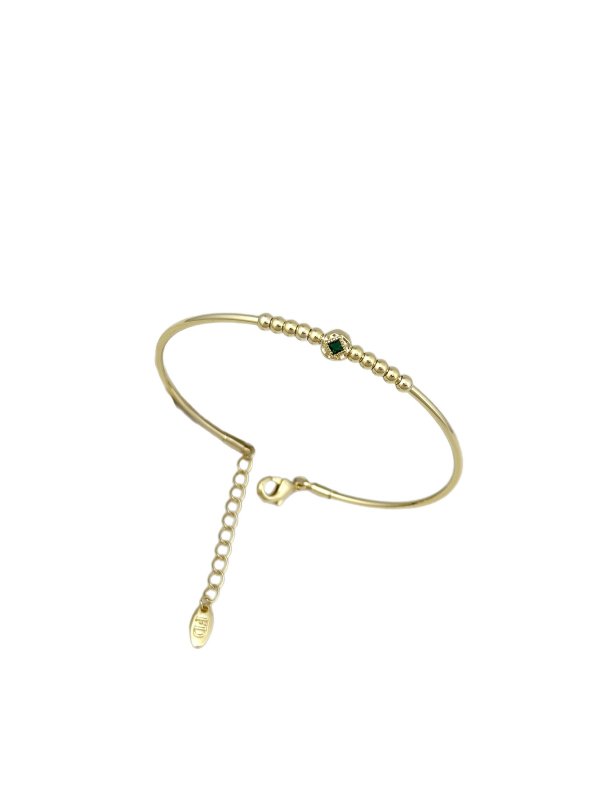 Özel Seri Yeşil Baklava Şekil Zirkon Taşlı Topçuklu Kelepçe Bileklik