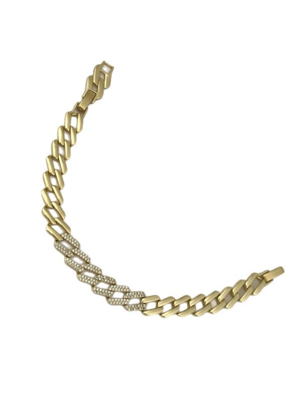 Özel Seri Zirkon Taşlı Geçmeli Klasik Zincir Model Bileklik (20 cm)