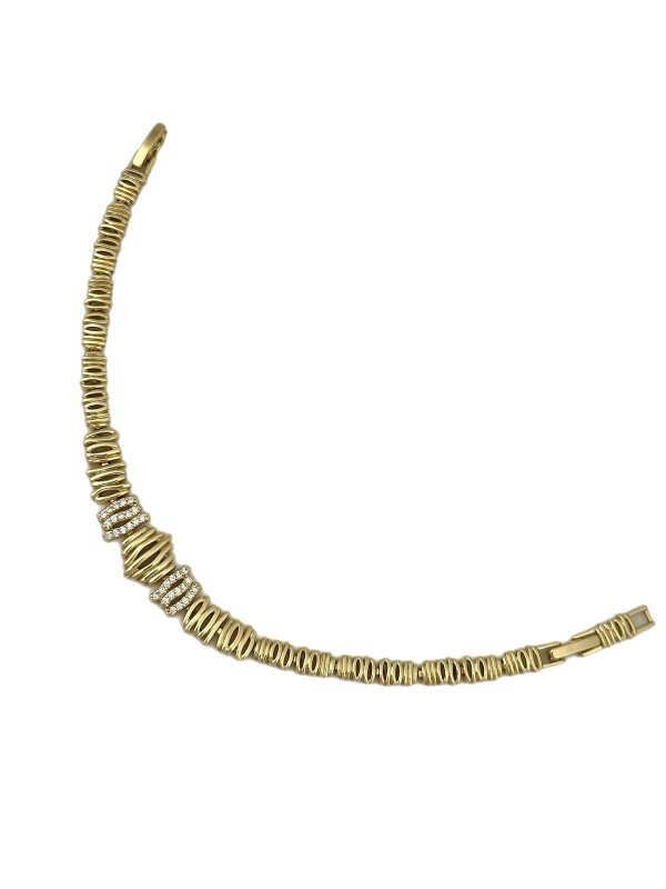 Özel Seri Asimetrik Sıralı Zirkon Taş Detay Plaka Bileklik (19 cm )