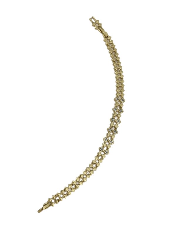 Özel Seri Çift Sıra Baklava Desen Zirkon Taş Detay Plaka Bileklik ( 20cm  )