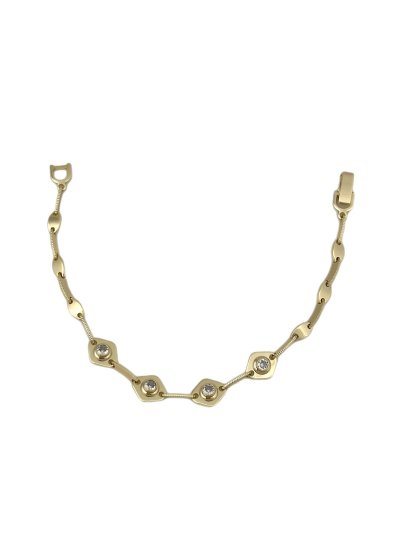 Özel Seri Zirkon Taşlı Daire Detay Oval Plaka Bileklik (18 cm)