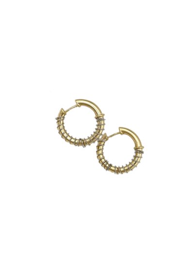 Özel Seri Gümüş Renk Halka Sıralı Bombeli Halka Küpe ( İç Çap : 1.6 Cm )