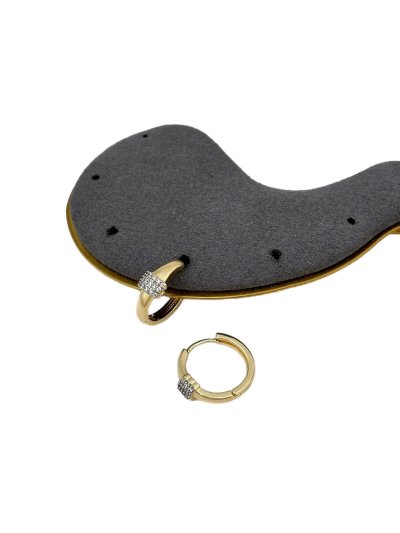 Özel Seri Zirkon Taş Detay Bombeli Halka Küpe ( İç Çap : 1.4 Cm )