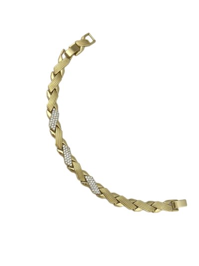 Özel Seri Kalın Şerit Zirkon Taşlı Bileklik (19 cm)