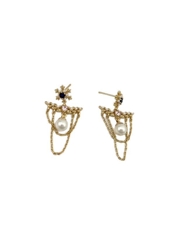 Özel Seri İnci Detay Zincir Sallantılı Tasarım Küpe