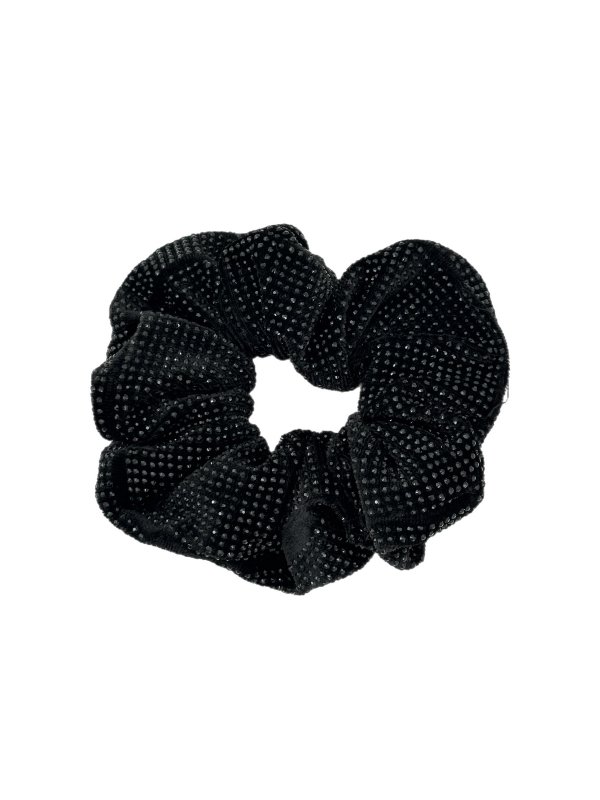 Çoklu Siyah Taş Desen Siyah Kumaş Lastik Toka