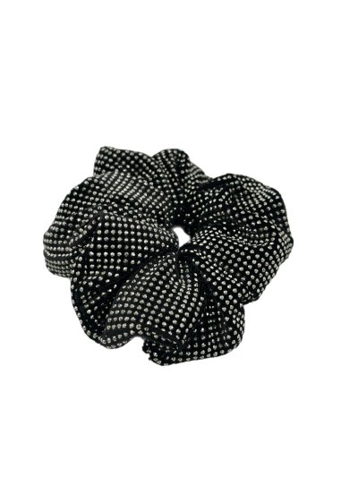 Siyah Kumaş Üzeri Taşlı Lastik Toka - Büyük