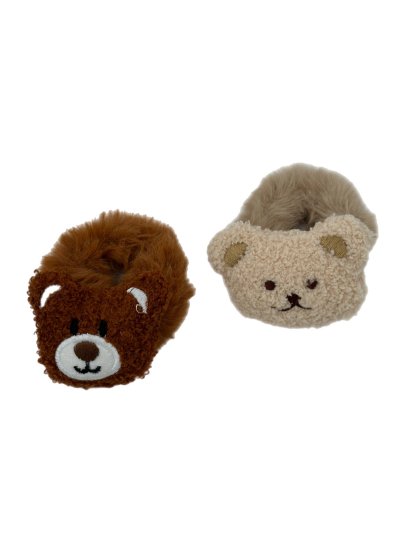 Peluş ve Merinos Kumaş Ayıcık Lastik Toka