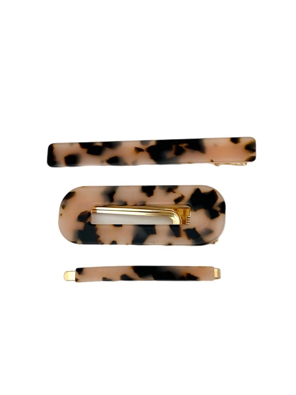 Açık Pembe Leopar Desen Üçlü Kemik Toka