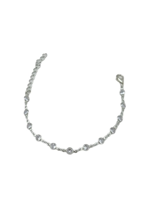 Gümüş Renk Daire Zirkon Taşlı Bileklik ( 21 Cm )