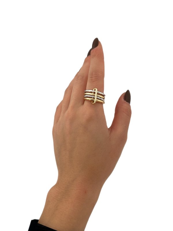 Özel Seri Boru Plaka İki Renkli Burgu Detay Çoklu Yüzük