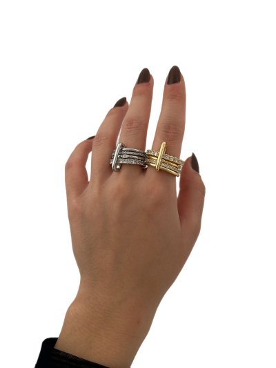 Özel Seri Boru Plaka Zirkon Taşlı Göz Detay Çoklu Yüzük