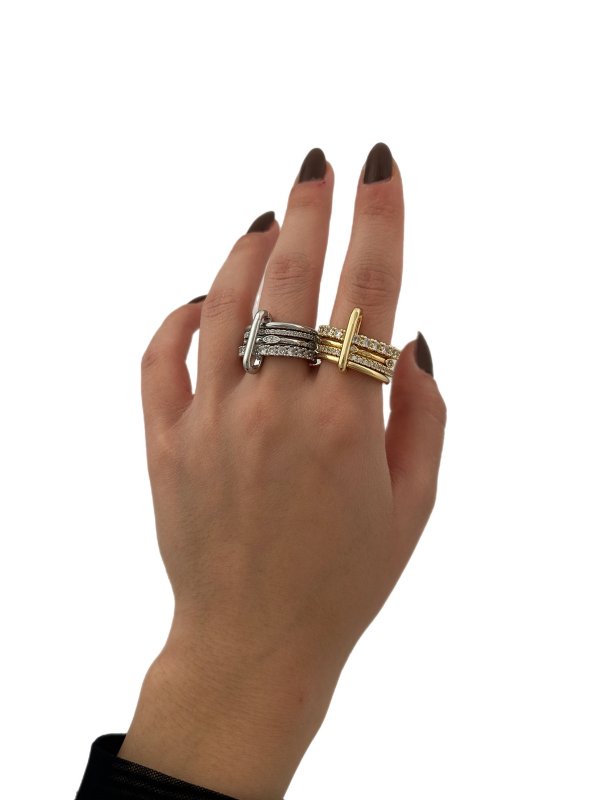 Özel Seri Boru Plaka Zirkon Taşlı Göz Detay Çoklu Yüzük