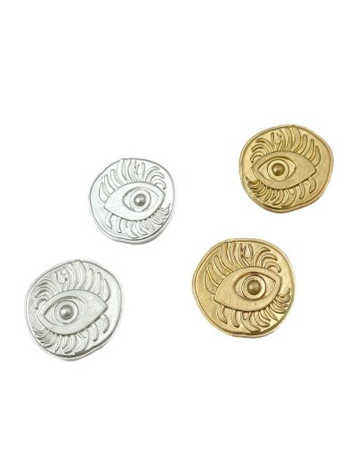 Plaka Üzeri Göz Kabartmalı Daire Model Küpe