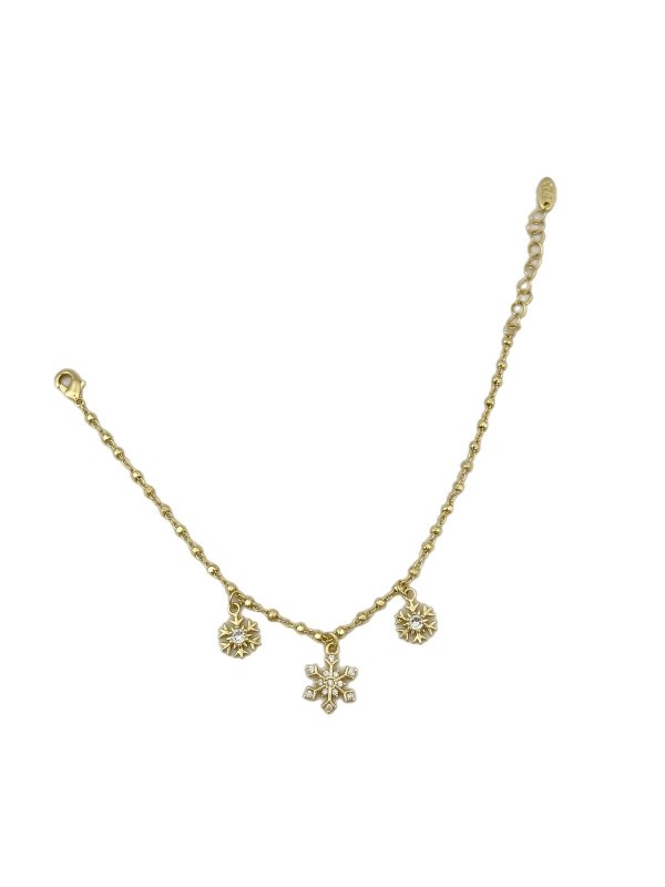 Özel Seri Topçuk Zincir Detay Kar Tanesi Bileklik (21 cm)