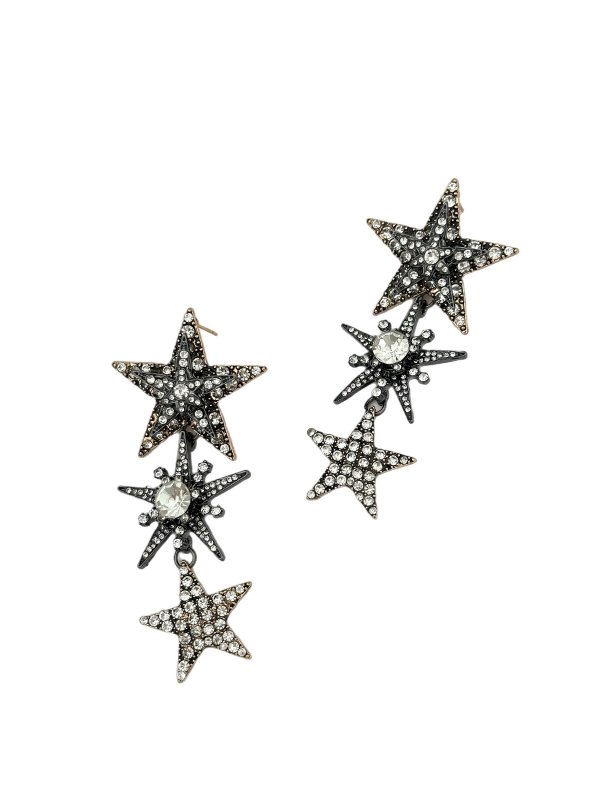 Taşlı Sallantılı Tasarım Çoklu Yıldız Küpe