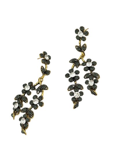 Taşlı Sallantılı Tasarım Çiçek Küpe