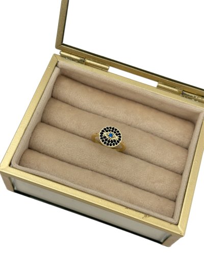 Özel Seri Lacivert Taş Detay Daire Göz Figür Ayarlanabilir Yüzük