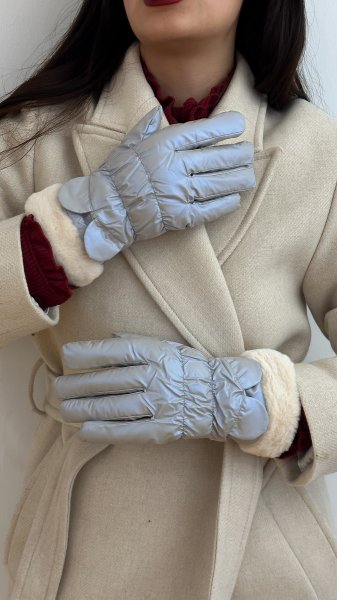 Gri Renk Yansımalı Yağmurluk Kumaş Eldiven