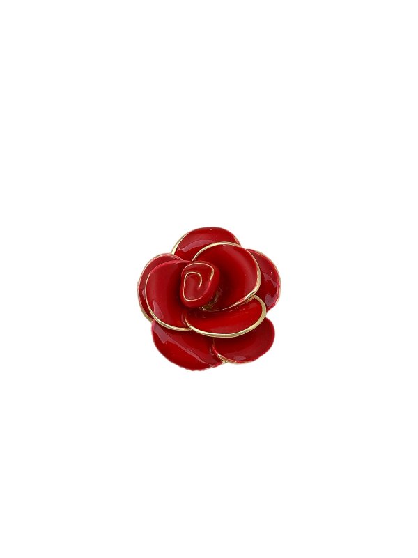 Kırmızı Mineli Çiçek Figür Broş
