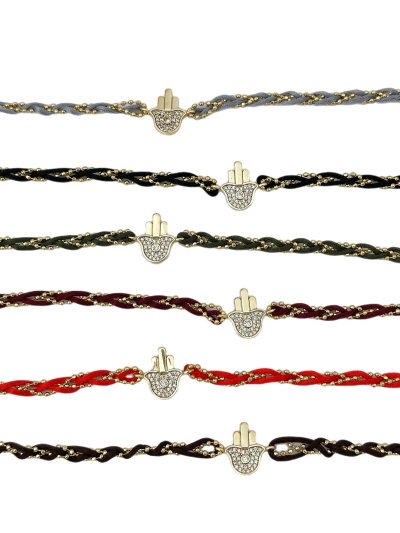 Zirkon Taşlı Fatma Ana Eli Figür Detay İp Dolamalı Bileklik ( 50 Cm )