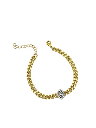 Özel Seri Zirkon Taşlı Göz Model Klasik Zincir Bileklik ( 22 Cm )