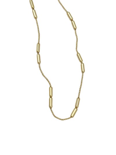 Özel Seri Çubuk Plaka Detay Topçuk Zincir Kolye ( 45 Cm )