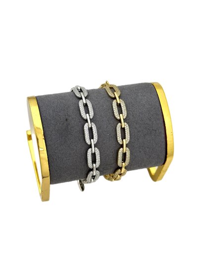 Özel Seri Oval Zirkon Taşlı Zincir Bileklik (22 Cm)