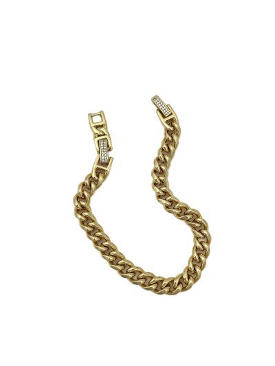 Özel Seri Tasarım Zirkon Taşlı Kapama Klasik Zincir Bileklik (20 Cm)