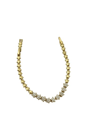 Özel Seri Plaka ve Zirkon Taşlı Yıldız Sıralı Bileklik (20 Cm)