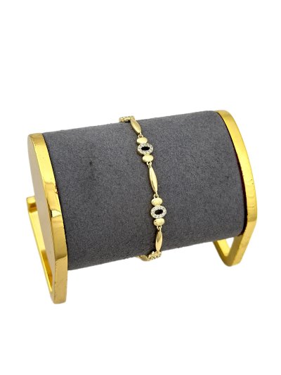 Özel Seri Oval Zirkon Taş Plaka Sıralı Bileklik (19 Cm)