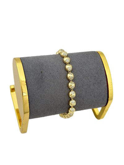 Özel Seri Zirkon Taş Detay Bombeli Topçuk Sıralı Bileklik (19 Cm)