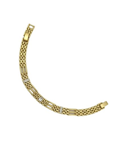 Özel Seri Baget Zirkon Taş Detay Çubuk Plaka Geçmeli Bileklik (19 Cm)