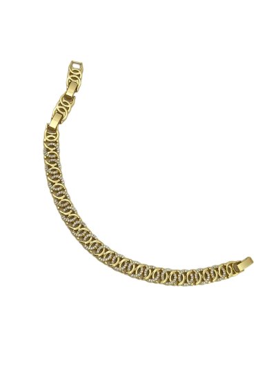 Özel Seri Zirkon Taş ve Plaka İç İçe Geçmeli Daire Model Bileklik (21 Cm)