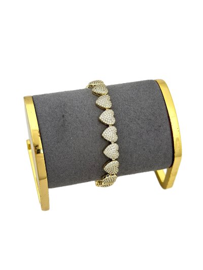 Özel Seri Zirkon Taşlı Kalp Sıralı Bileklik (19 Cm)