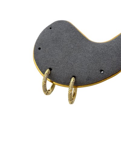 Özel Seri Plaka Baklava Desen Zirkon Taşlı Halka Küpe (İç Çap: 1.5 Cm)