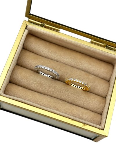 Özel Seri Daire Zirkon Taş Sıralı Tam Tur Yüzük