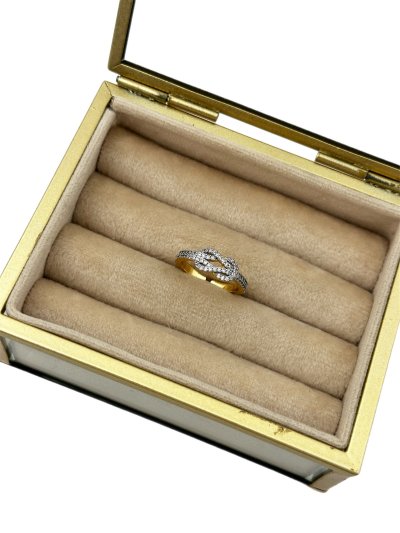 Özel Seri İki Renkli Zirkon Taşlı Düğüm Model Ayarlanabilir Yüzük