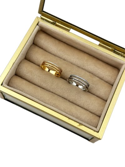 Özel Seri Zirkon Taş ve Plaka Detay Üçlü Halka Görünüm Ayarlanabilir Yüzük