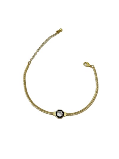 Özel Seri Zirkon Taşlı Elmas Model Yassı İtalyan Zincir Bileklik (23 Cm)