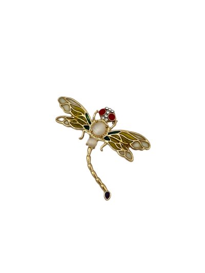 Kırmızı Mineli Göz Detay Sedefli Yusufçuk Broş